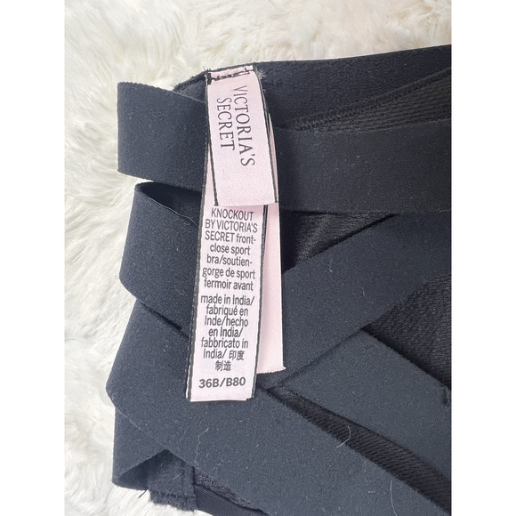 Victoria's Secret VSX Black Knockout Front Close Crisscross Back Sport Bra 36B - Picture 5 of 5